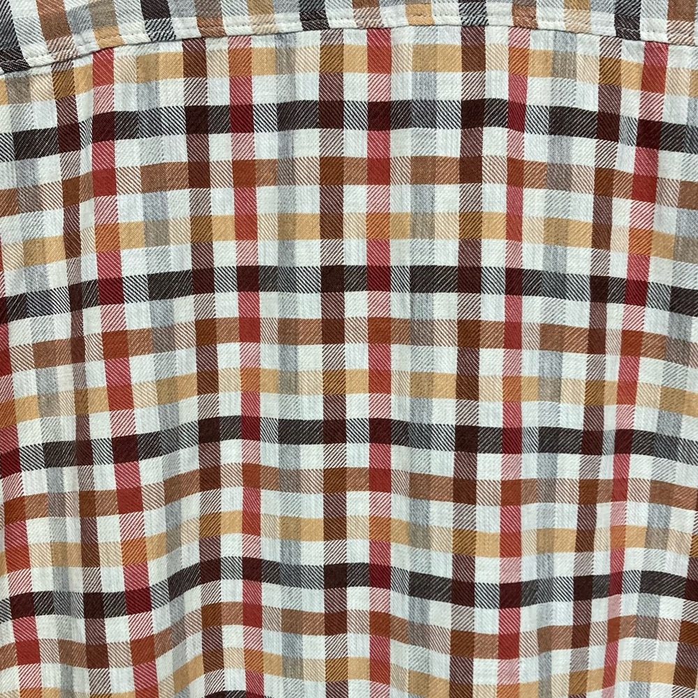 Alan Flusser Shirt Size M Brown, Gold, And Rust Plaid - Picture 6 of 8
